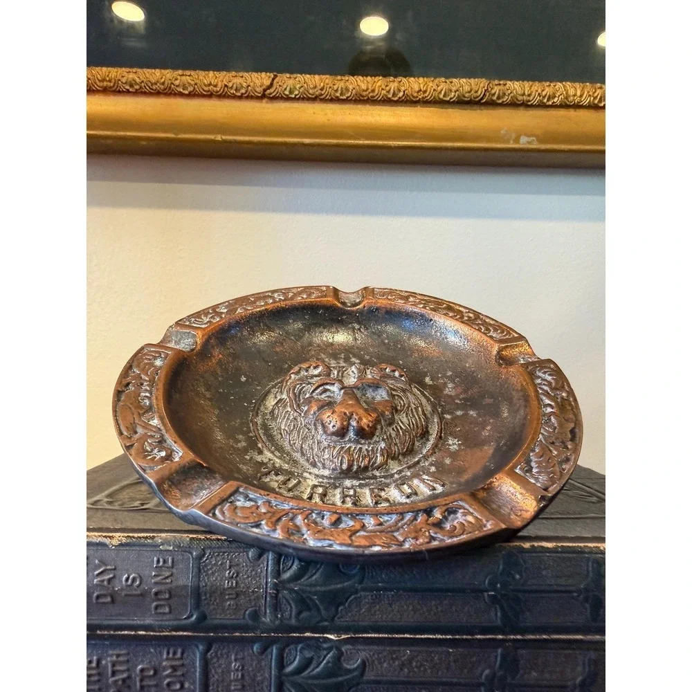 Vintage‎ Lion Ashtray - Cast Metal Copper Tone Catchall